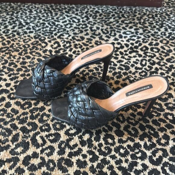 BCBGMAXAZRIA BARBA Black Woven Leather Sandals 8.5 - Picture 6 of 16